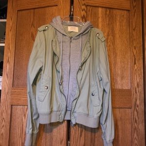 Green Utility Jacket with built in Hoodie